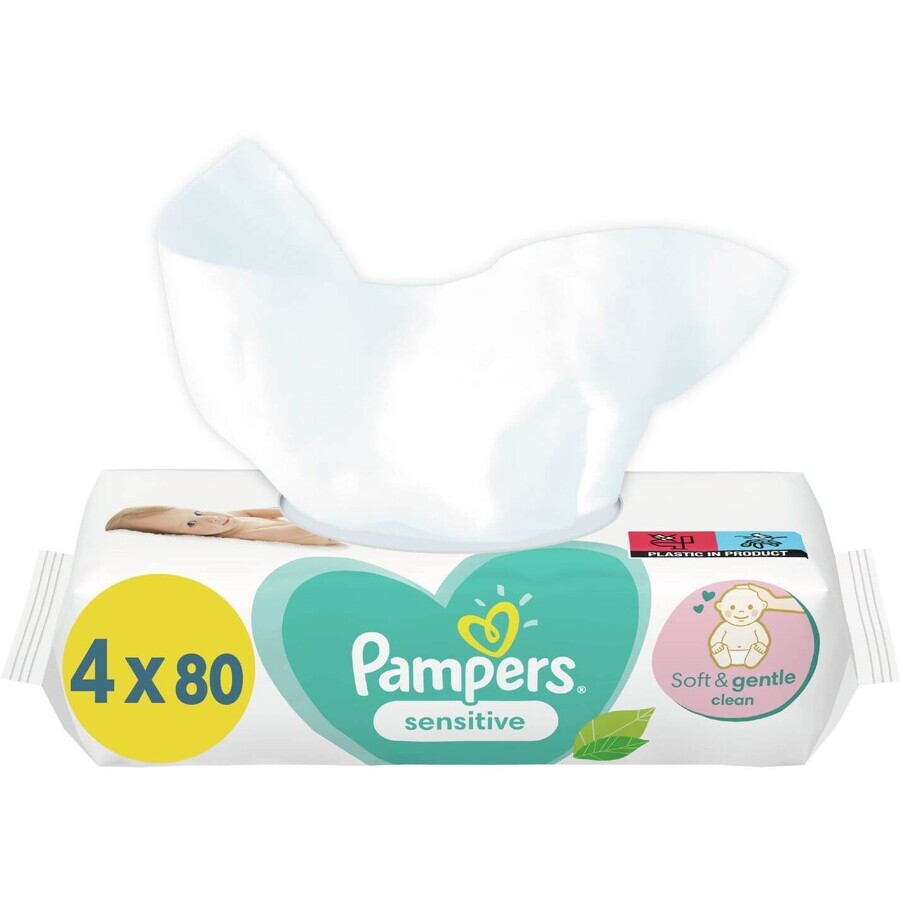 Pampers Toallitas Sensibles, 4 x 80 pcs