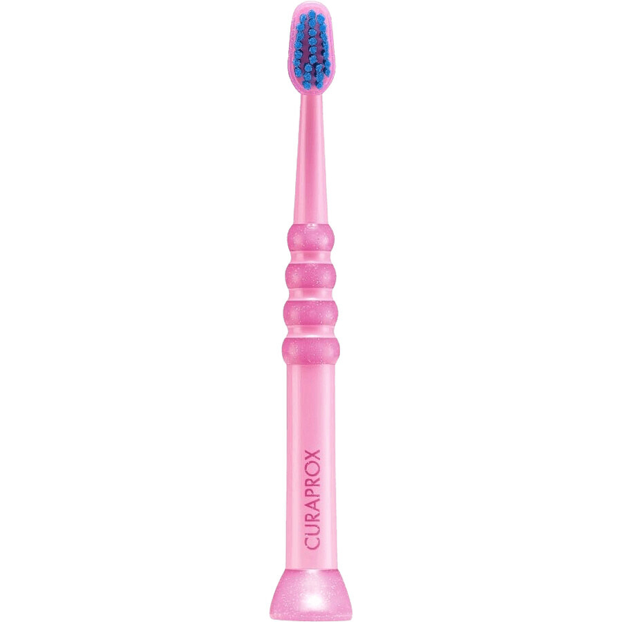 Curaprox Baby, Cepillo de dientes para niños de 0 a 4 años, rosa con cerdas azules