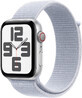 Apple Watch SE (2024) Cellular 40mm, Aluminiu argintiu cu curea Cloud Blue Changing