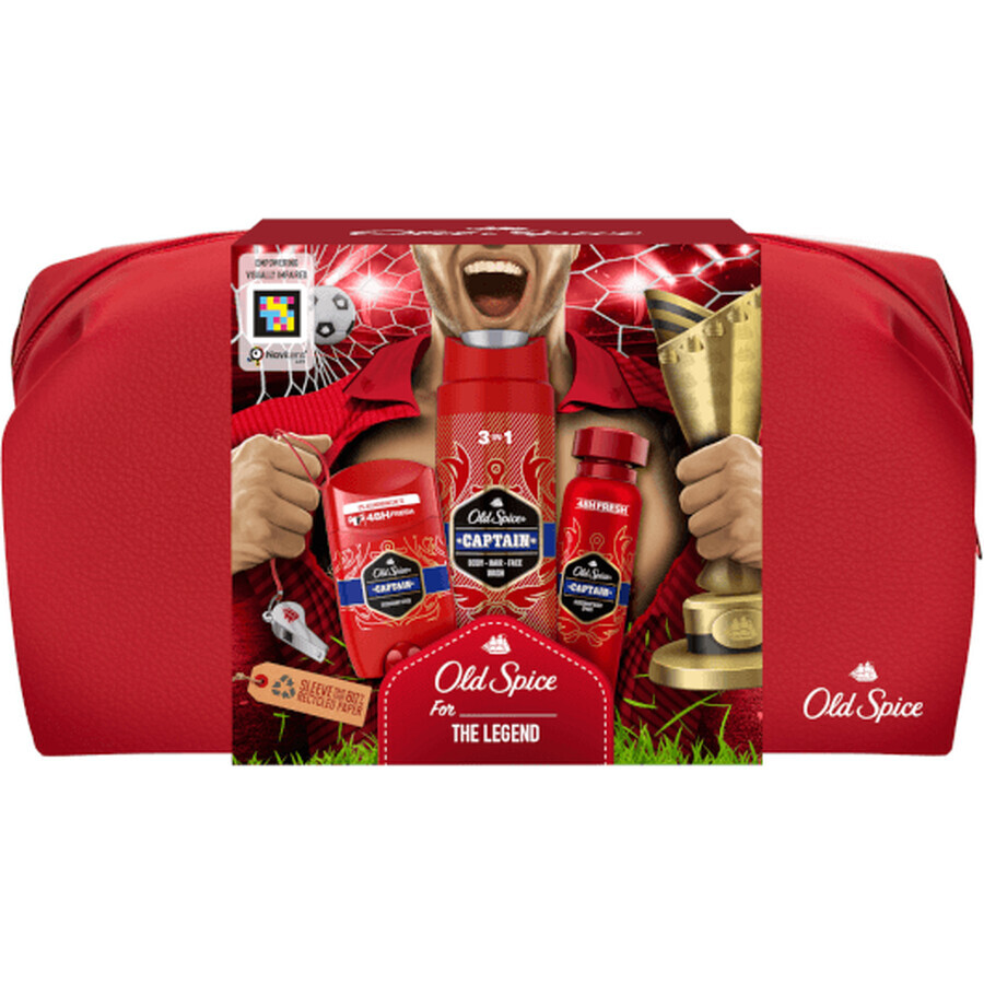 Old Spice Footballer: set of solid deodorant + deodorant spray and Captain shower gel with sandalwood and citrus notes