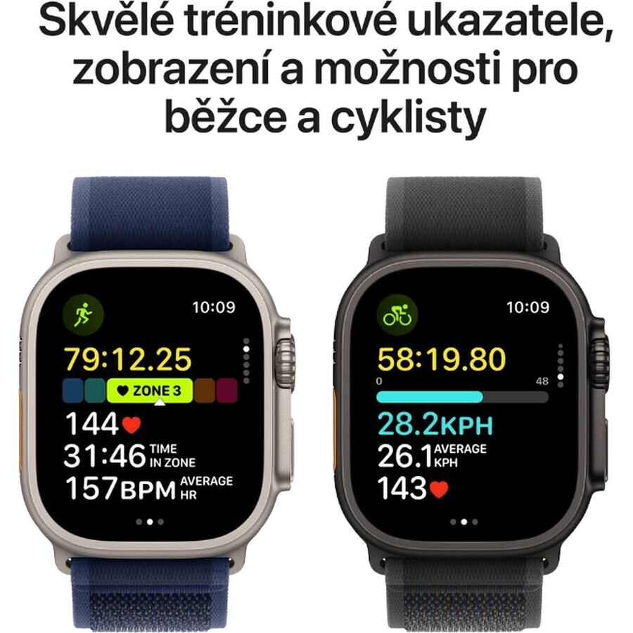 Apple Watch Ultra 2 (2024) 49mm, Titan negru cu cursă Alpine M verde închis