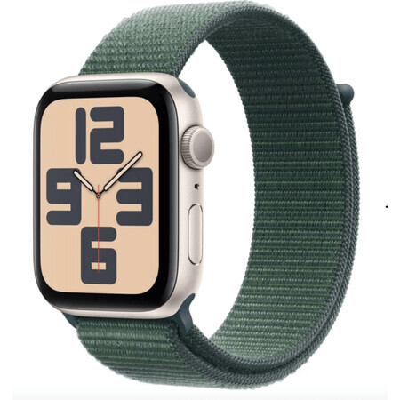 Apple Watch SE GPS 44mm carcasă din aluminiu Starlight cu bucla sport Lake Green