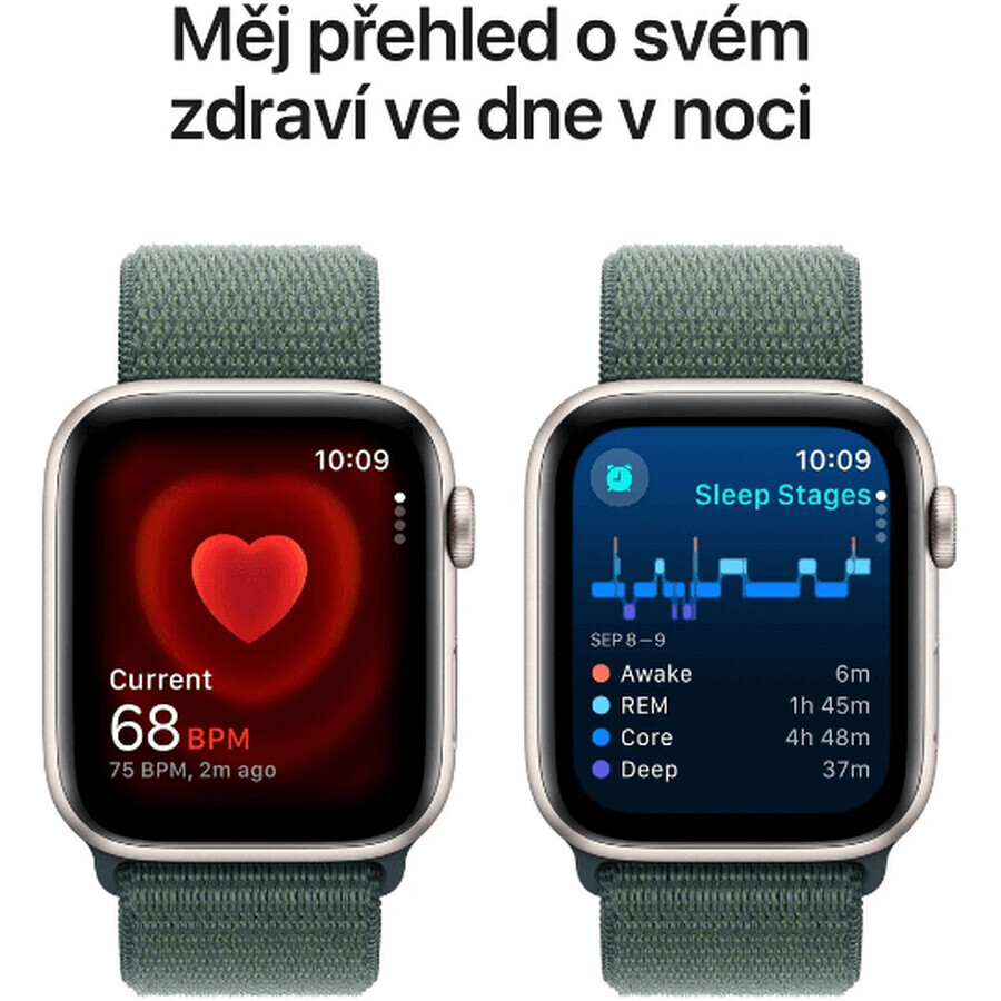 Apple Watch SE GPS 44mm carcasă din aluminiu Starlight cu bucla sport Lake Green