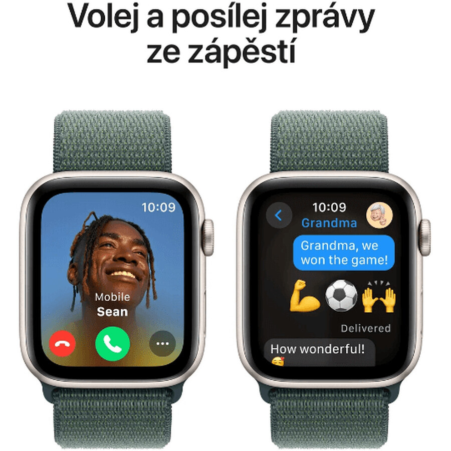 Apple Watch SE GPS 44mm carcasă din aluminiu Starlight cu bucla sport Lake Green