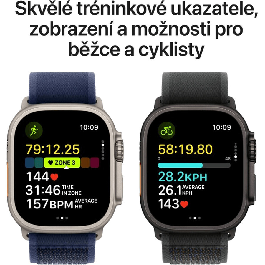 Apple Watch Ultra 2 (2024) 49mm, Titan natural cu traseu albastru trage M/L