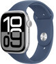 Apple Watch Series 10 GPS + Cellular 42mm Carcasă din aluminiu argintiu cu bandă sport din denim - M/L