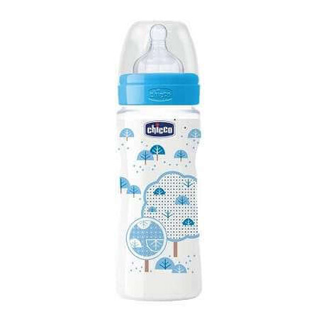 Biberon pentru baiat, WellBeing, +4 luni, 330 ml, 2063520, Chicco