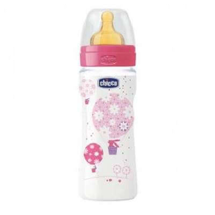 Biberon pentru fetiță, WellBeing, +4 luni, 330 ml, 2063410,  Chicco