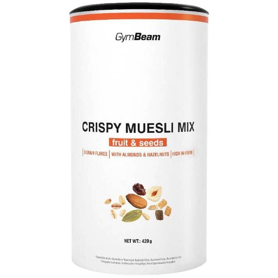 GymBeam Crispy Muesli Mix fructe și semințe 420 g