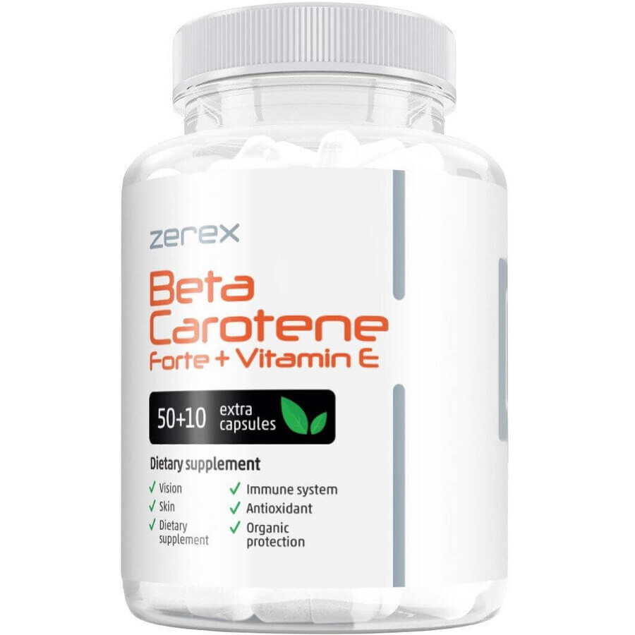 Zerex Betacarotene Forte + Vitamina E - piele radiantă și tânără 60 capsule moi