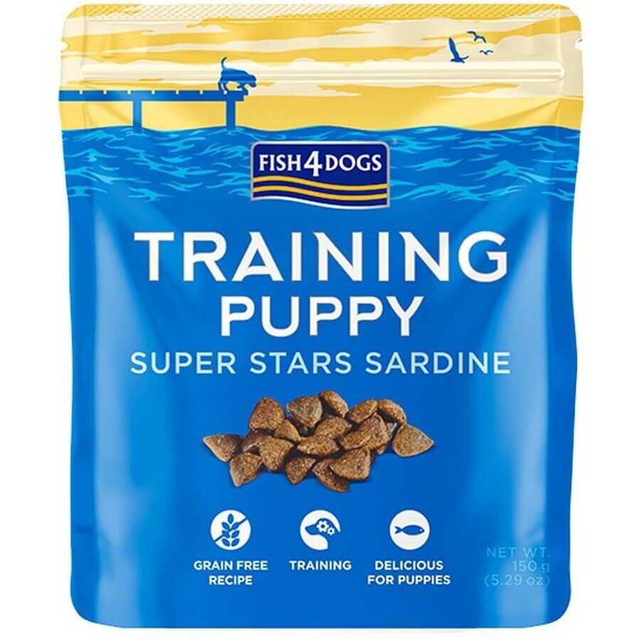 Fish4Dogs Palma de antrenament pentru căței sardină 150 g