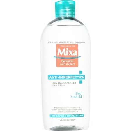 Mixa Anti-Imperfection eau micellaire pour peaux sensibles, mixtes à grasses, 400 ml