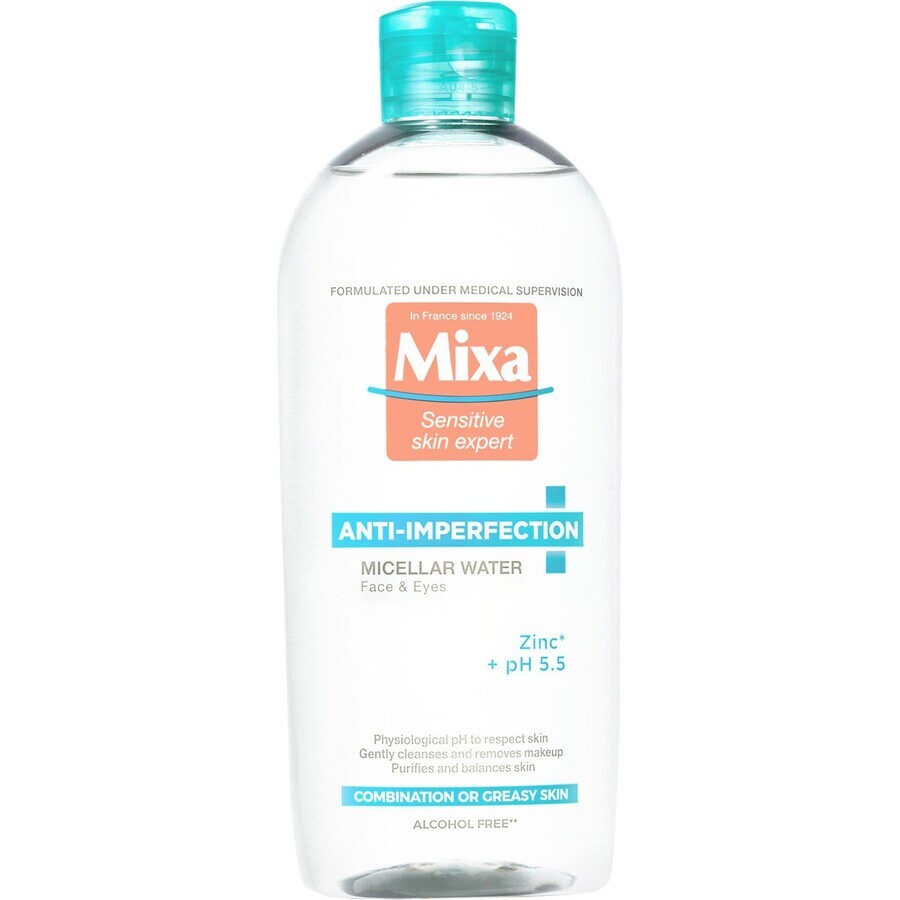 Mixa Anti-Imperfection eau micellaire pour peaux sensibles, mixtes à grasses, 400 ml