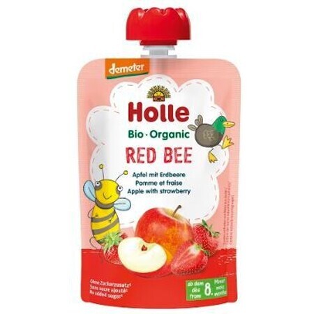 Holle Piure organic - Red Bee- Măr cu căpșuni 100 g