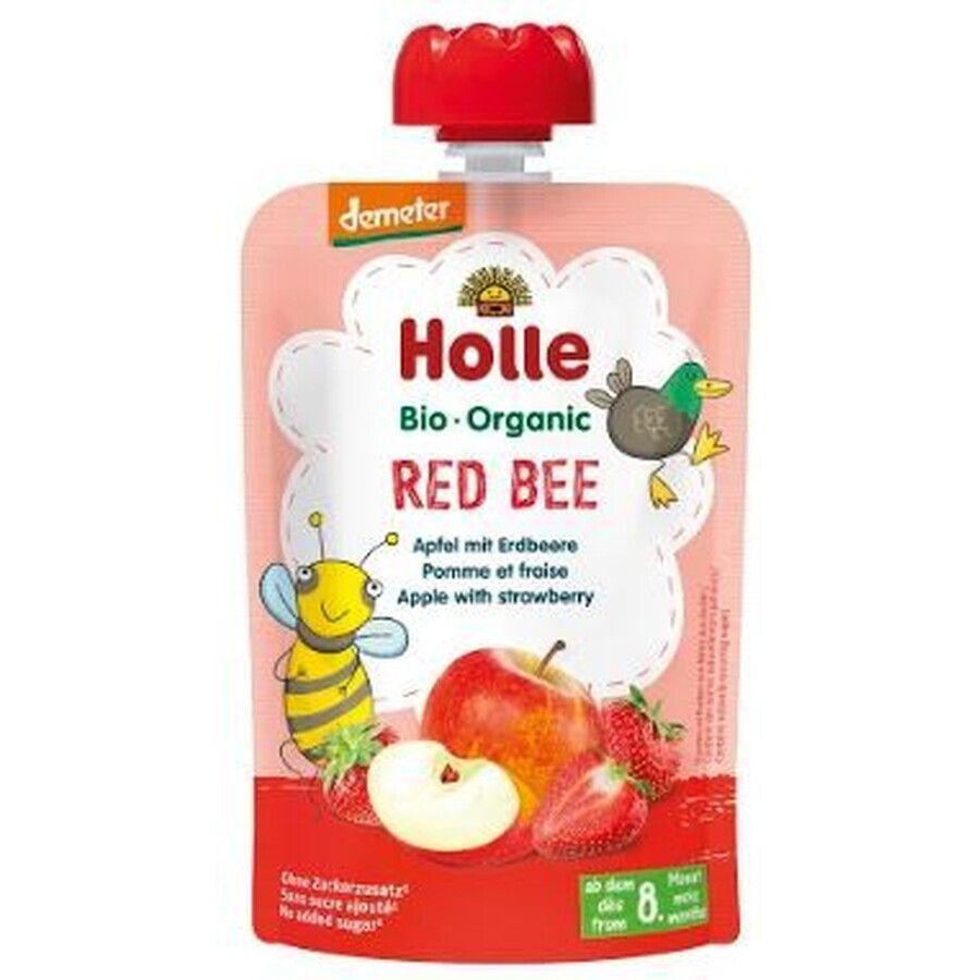 Holle Piure organic - Red Bee- Măr cu căpșuni 100 g