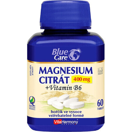 VitaHarmony Citrat de magneziu 400 mg+Vitamina B6, 60 comprimate