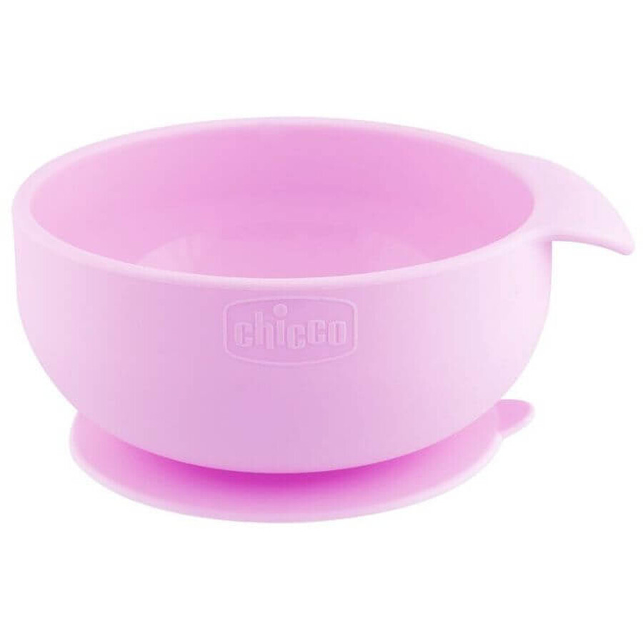 Chicco Ciotola in silicone rosa con ventosa 6m+