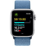 Apple Watch SE GPS 40mm Carcasă din aluminiu argintiu cu buclă sport albastru de iarnă