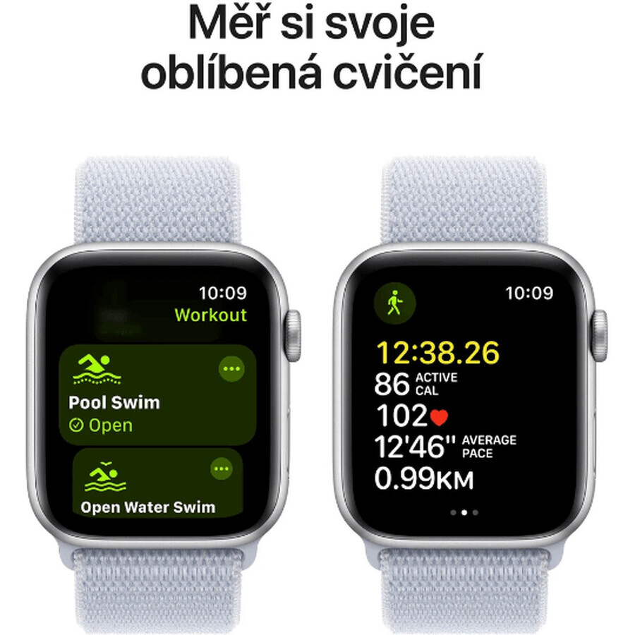 Apple Watch SE GPS 40mm Carcasă din aluminiu argintiu cu buclă sport Blue Cloud