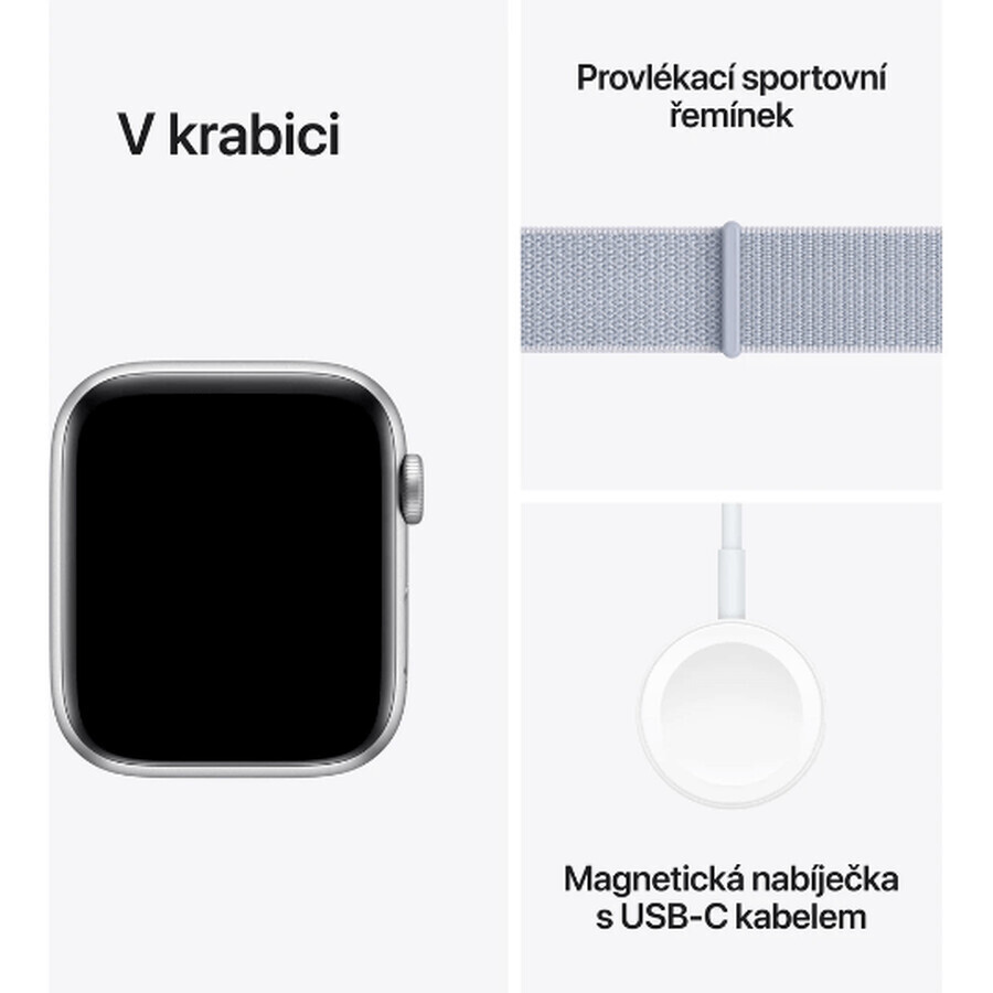 Apple Watch SE GPS 40mm Carcasă din aluminiu argintiu cu buclă sport Blue Cloud