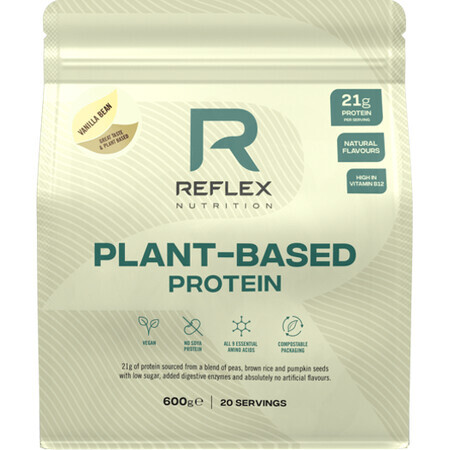 Reflex Nutrition Plant Based Protein vanilie boabe 600 g