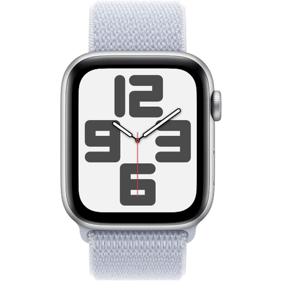 Apple Watch SE GPS + Cellular 44mm Carcasă din aluminiu argintiu cu buclă sport Blue Cloud