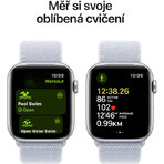 Apple Watch SE GPS + Cellular 44mm Carcasă din aluminiu argintiu cu buclă sport Blue Cloud