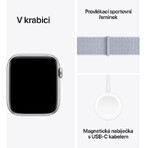 Apple Watch SE GPS + Cellular 44mm Carcasă din aluminiu argintiu cu buclă sport Blue Cloud