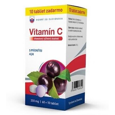 Bun din Slovacia Vitamina C 200 mg aromă ACAI 70 comprimate