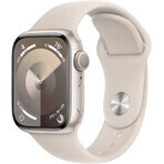 Apple Watch Series 9 GPS 41mm Starlight carcasă din aluminiu cu brățară sport Starlight - S/M