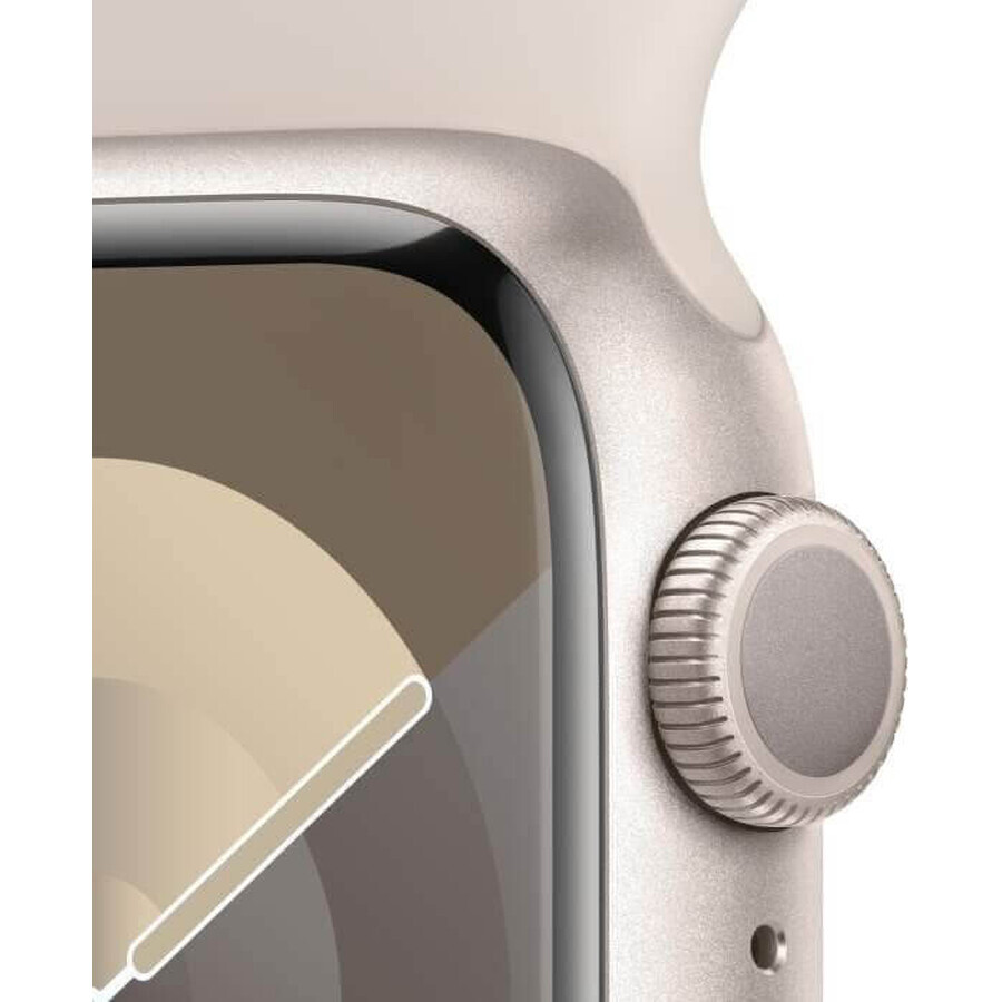 Apple Watch Series 9 GPS 41mm Starlight carcasă din aluminiu cu brățară sport Starlight - S/M