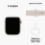 Apple Watch Series 9 GPS 41mm Starlight carcasă din aluminiu cu brățară sport Starlight - S/M