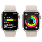 Apple Watch Series 9 GPS 41mm Starlight carcasă din aluminiu cu brățară sport Starlight - S/M