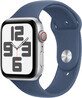 Apple Watch SE (2024) Cellular 40mm, aluminiu argintiu cu curea sport Denim M/L