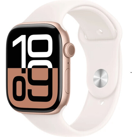 Apple Watch Series 10 GPS + Cellular 42mm Rose Gold Aluminum Case with Sport Band Light Blush - M/L