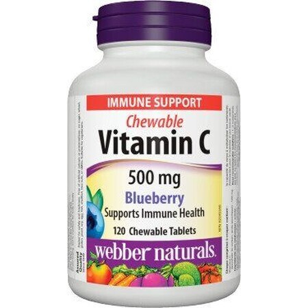 Webber Naturals Vitamina C 500 mg Blueberry, aspirație 120 comprimate