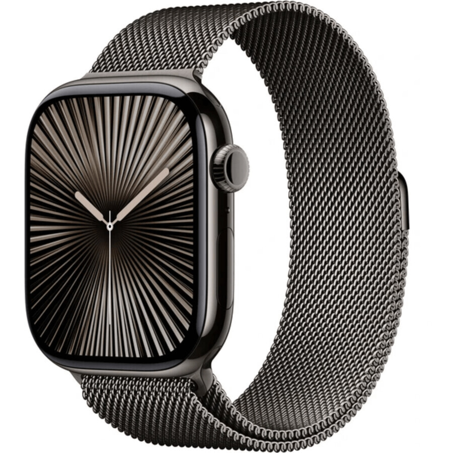 Apple Watch Series 10 GPS + Cellular 42mm Slate Titanium Case cu Slate Milanese Loop