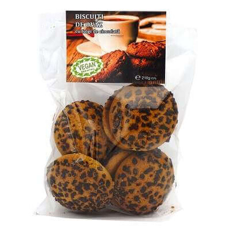 Biscuiți cu ovăz și fulgi de ciocolată, 210g, GreenSense