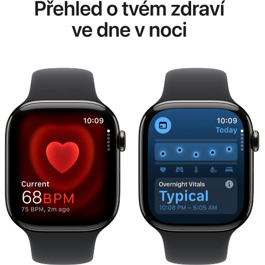 Apple Watch Series 10 GPS + Cellular 46mm Slate Titanium Case cu bandă sport neagră - M/L