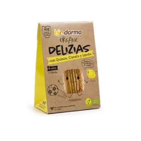 Biscuiți din ovăz cu quinoa, scorțișoară și lămâie eco, Delizias, 45 gr, Bio Darma