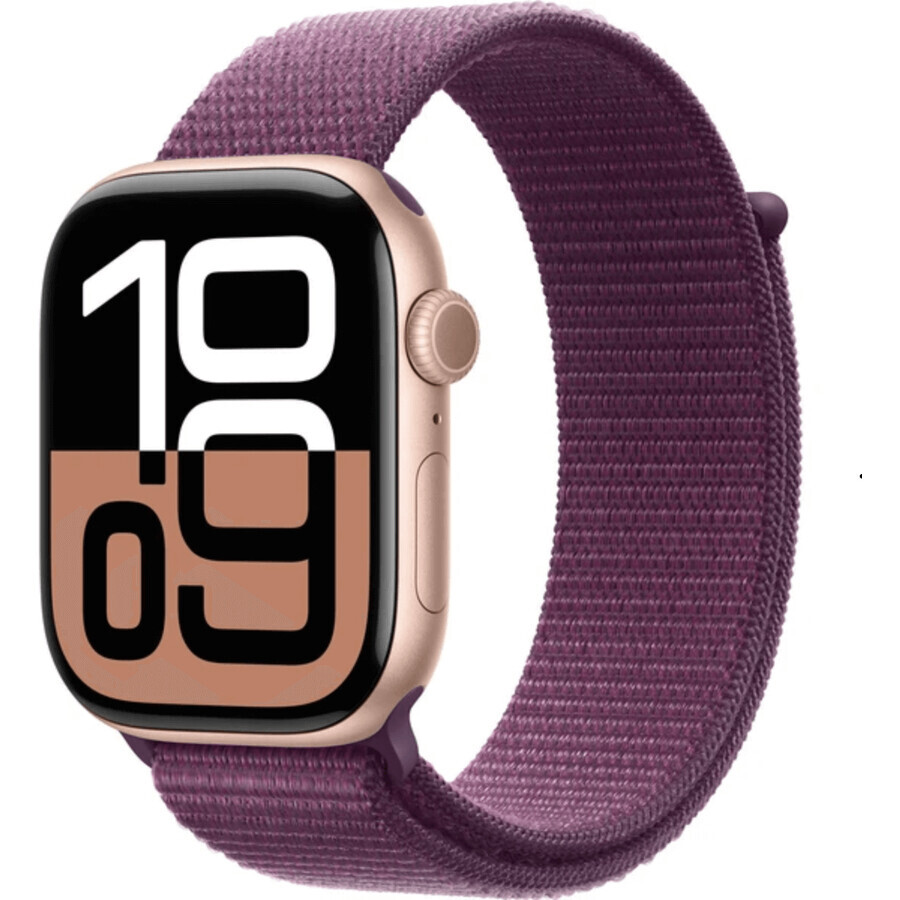 Apple Watch Series 10 GPS + Cellular 42mm Carcasă din aluminiu Rose Gold cu buclă sport Plum