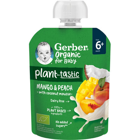 Gerber Mango und Pfirsich Beutel mit Bio-Kokosmilch 80 g