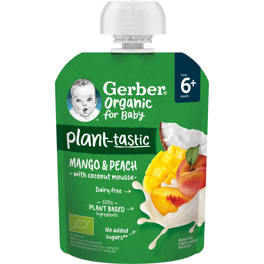 Gerber Mango und Pfirsich Beutel mit Bio-Kokosmilch 80 g