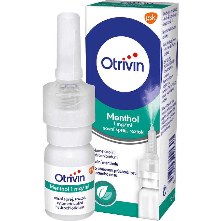 Otrivin Mentol 1mg/ml spray nazal pentru tratamentul nasului înfundat 10 ml