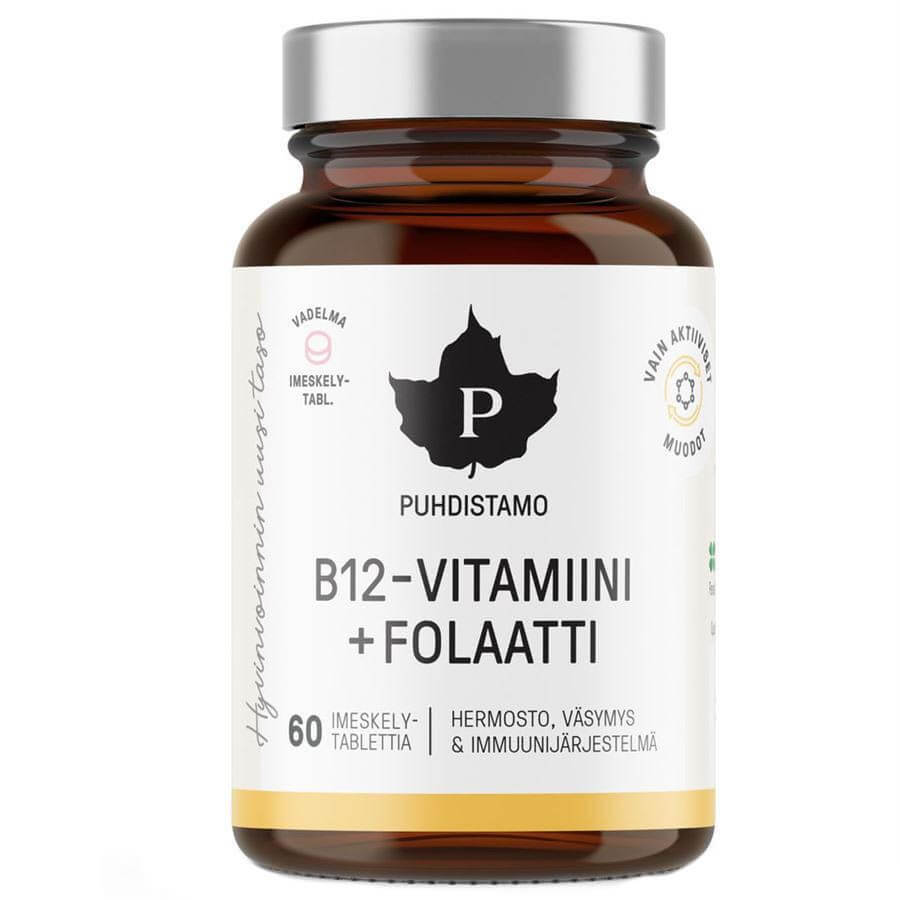 Puhdistamo Vitamin B12 Folate, raspberry 60 pills