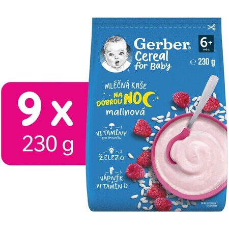 Gerber Goodnight Raspberry Porridge Cereal 9 x 230 g