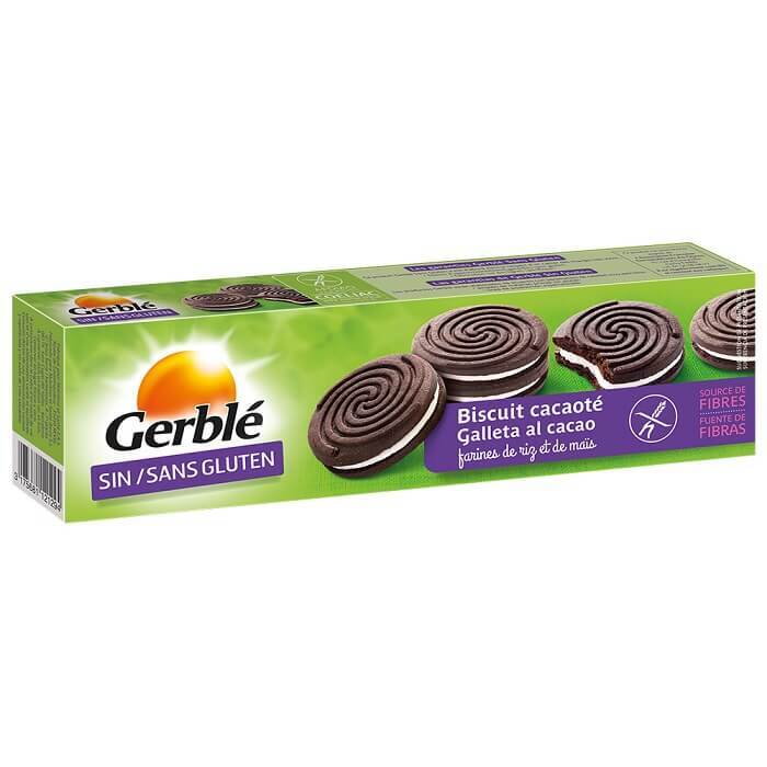 Biscuiti fara gluten cu cacao umpluti cu crema de vanilie, 125 g, Gerble