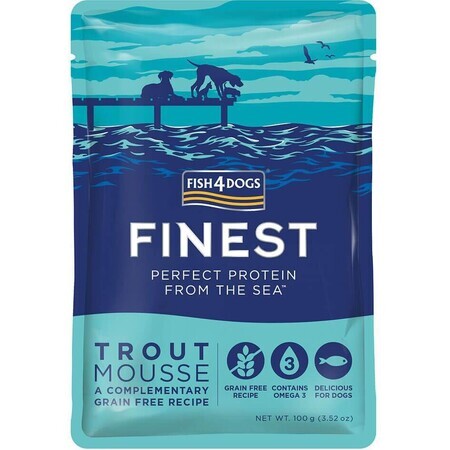 Fish4Dogs Buzunar delicios pentru câini 99% păstrăv 100 g