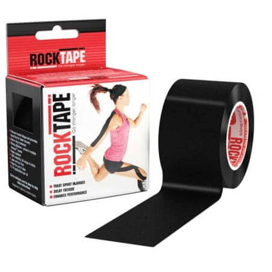 RockTape Cinta kinesiológica negra 5 m