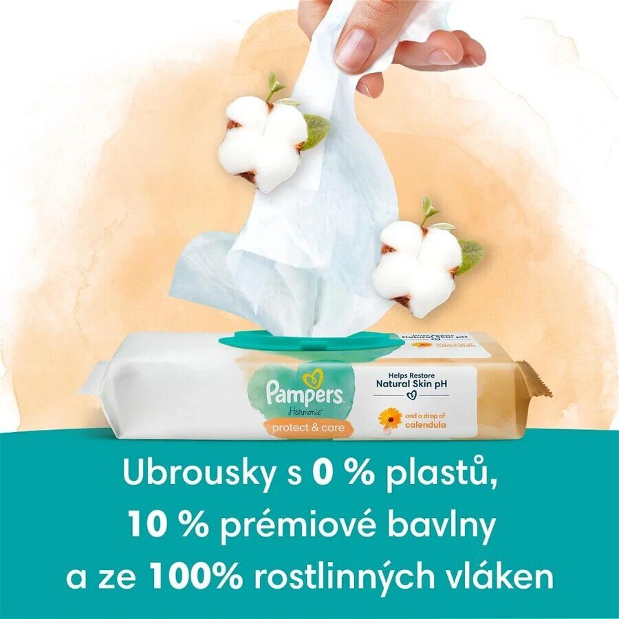 Pampers Harmonie Protect & Care, Șervețele de curățare pentru copii 24 x 44 buc